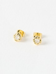 Oliver Bonas Gold Tone Isla Moonstone Stud Earrings - Image 2 of 5