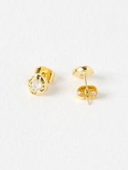 Oliver Bonas Gold Tone Isla Moonstone Stud Earrings - Image 3 of 5
