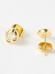 Oliver Bonas Gold Tone Isla Moonstone Stud Earrings - Image 4 of 5