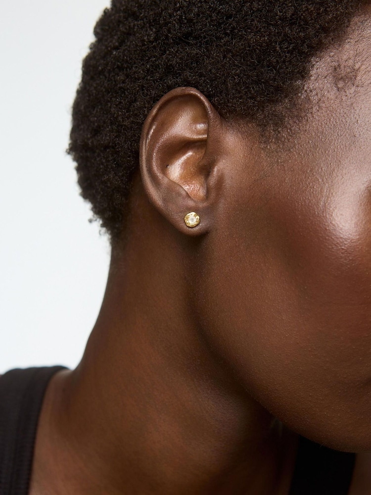 Oliver Bonas Gold Tone Isla Moonstone Stud Earrings - Image 5 of 5 Oliver Bonas Gold Tone Isla Moonstone Stud Earrings - Image 5 of 5