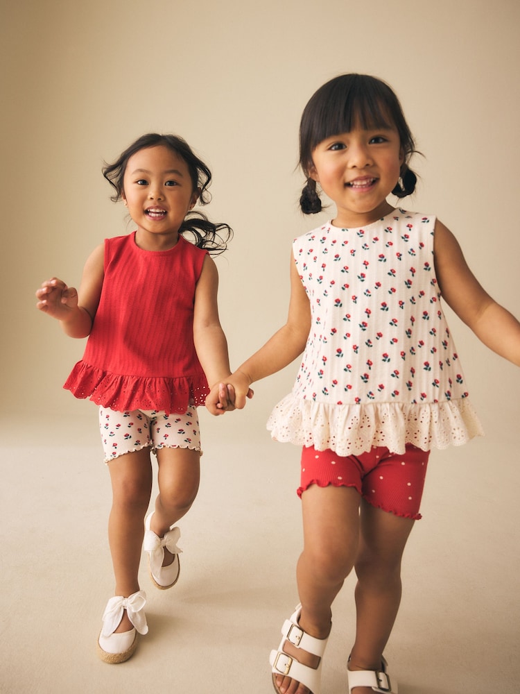 Red & White Vest and Shorts Set 2 Pack (3mths-7yrs) - Image 1 of 11 Red & White Vest and Shorts Set 2 Pack (3mths-7yrs) - Image 1 of 11
