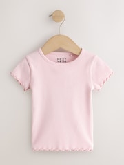 Pink Ribbed Short Sleeve Tops 5 Pack (3mths-7yrs) - Image 5 of 9