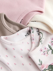 Pink Ribbed Short Sleeve Tops 5 Pack (3mths-7yrs) - Image 8 of 9