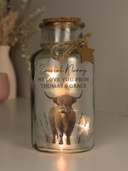 Personalised Highland Cow LED Light Up Jar by PMC - Image 1 of 3