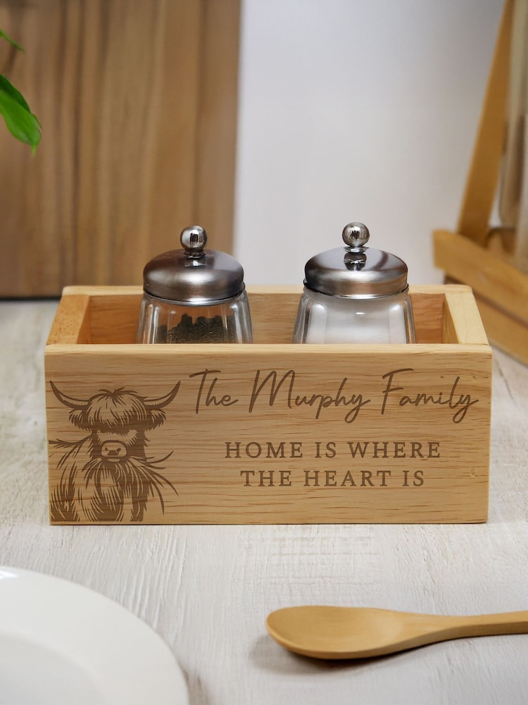 Personalised Highland Mini Wooden Storage Crate by PMC - Image 1 of 3