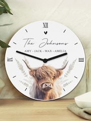 Personalised Highland Cow Wooden Clock by PMC - Image 2 of 3