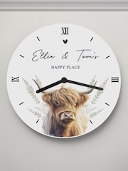Personalised Highland Cow Wooden Clock by PMC - Image 3 of 3