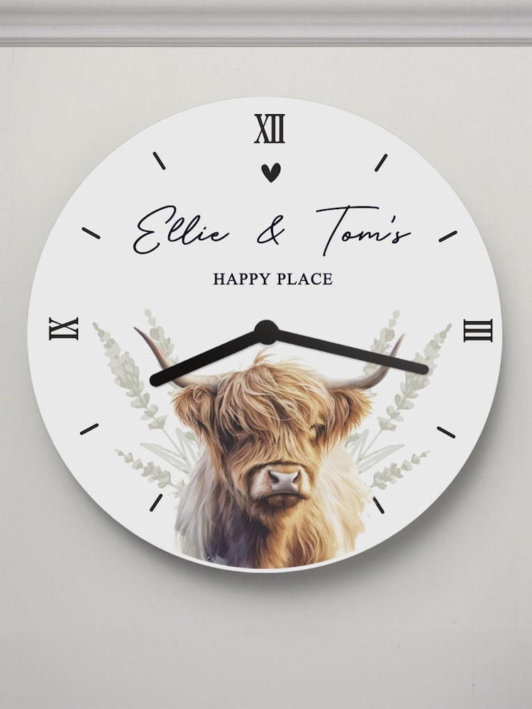 Personalised Highland Cow Wooden Clock by PMC - Image 3 of 3