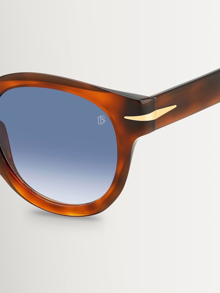 Eyewear by David Beckham Havana / Blue Classic Tortoiseshell Sunglasses - Image 3 of 3 Eyewear by David Beckham Havana / Blue Classic Tortoiseshell Sunglasses - Image 3 of 3