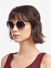 Isabel Marant Gold Oversized Rectangular Geometrical Sunglasses - Image 5 of 5