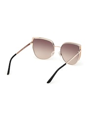 Guess Metal Cat Eye Black Sunglasses in Rose Gold - Image 2 of 9