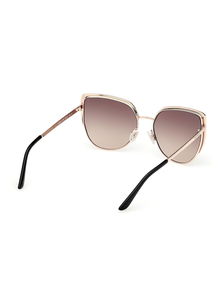 Guess Metal Cat Eye Black Sunglasses in Rose Gold - Image 2 of 9 Guess Metal Cat Eye Black Sunglasses in Rose Gold - Image 2 of 9