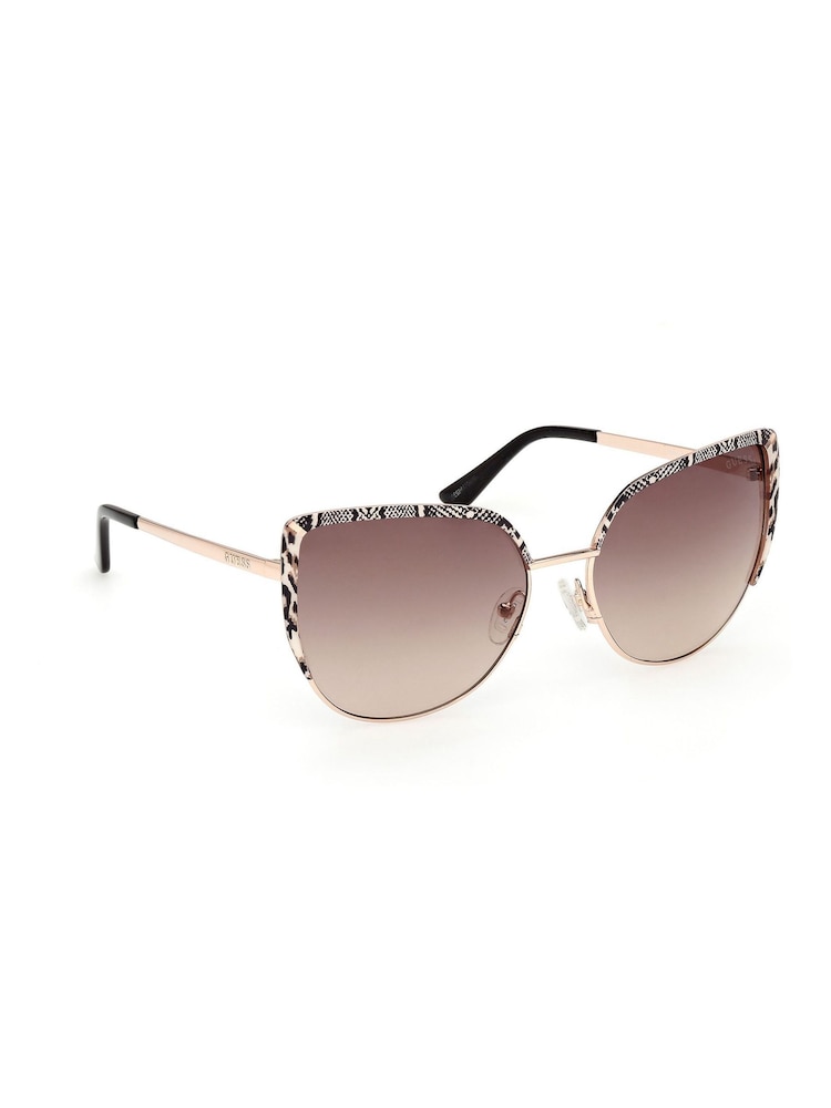 Guess Metal Cat Eye Black Sunglasses in Rose Gold - Image 9 of 9