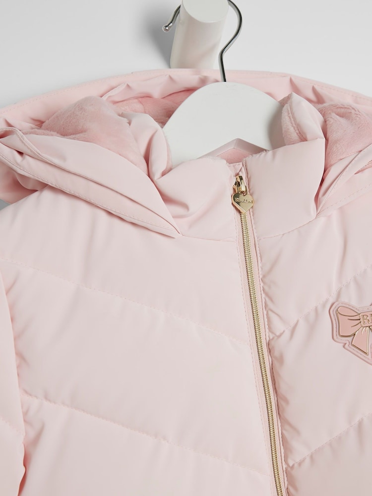 River Island Pink Girls Skirt Padded Coat - Image 2 of 4 River Island Pink Girls Skirt Padded Coat - Image 2 of 4