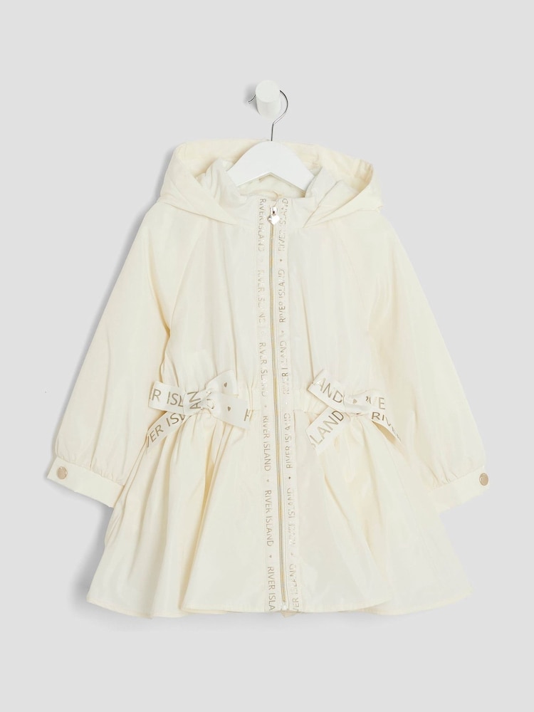 River Island Cream Girls Peplum Rain Coat - Image 1 of 4