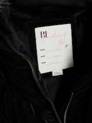 River Island Black Girls Velour Belted Glam Puffer Coat - Image 3 of 4