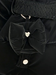 River Island Black Girls Velour Belted Glam Puffer Coat - Image 4 of 4