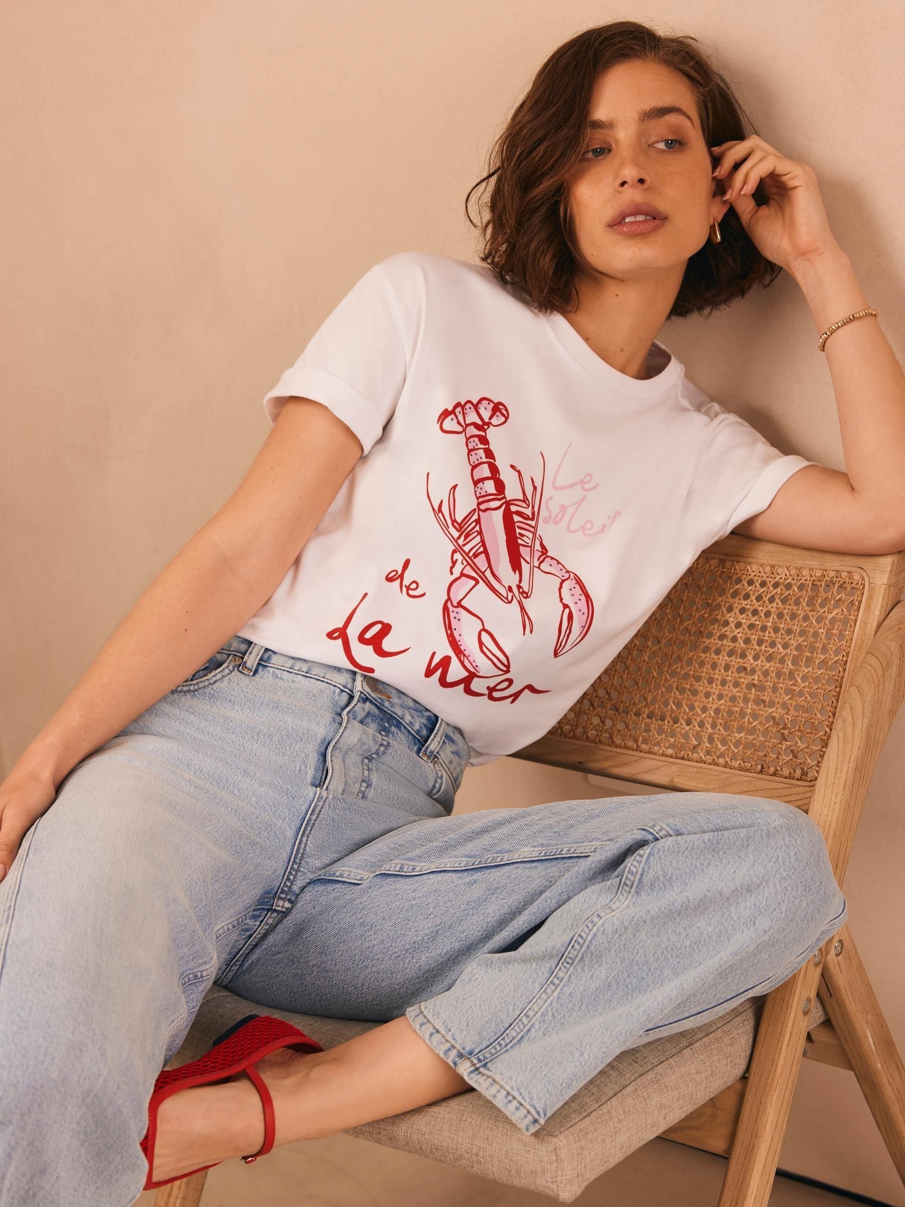 Mint Velvet Pink Lobster Graphic Print T-Shirt