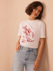 Mint Velvet Pink Lobster Graphic Print T-Shirt - Image 2 of 6