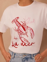 Mint Velvet Pink Lobster Graphic Print T-Shirt - Image 3 of 6