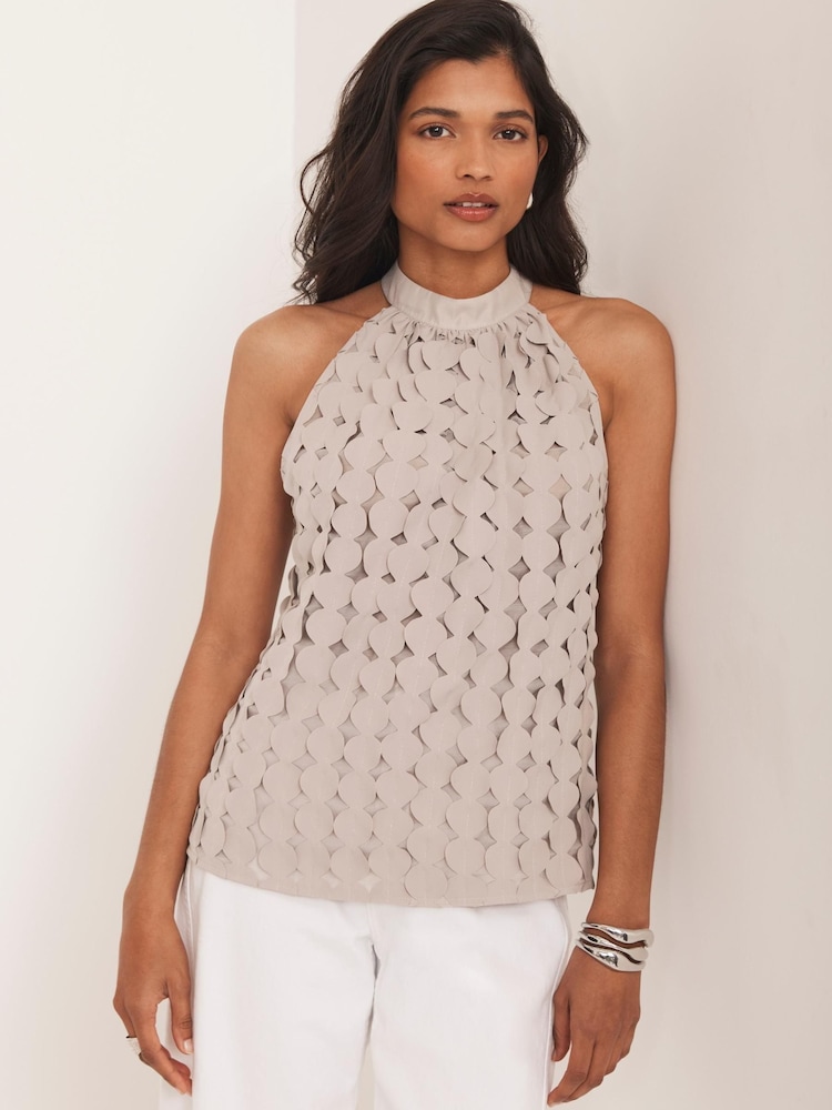 Mint Velvet Natural Disc Halter Top - Image 1 of 8
