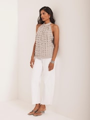 Mint Velvet Natural Disc Halter Top - Image 3 of 8
