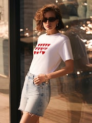 Mint Velvet White Heart Graphic Print T-Shirt - Image 1 of 6