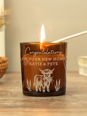 Personalised Highland Cow Amber Glass Candle by PMC - Image 3 of 3