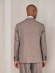 Brown Loose Fit Striped Double Breasted Suit Jacket - Image 3 of 4