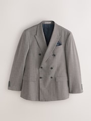 Brown Loose Fit Striped Double Breasted Suit Jacket - Image 5 of 10