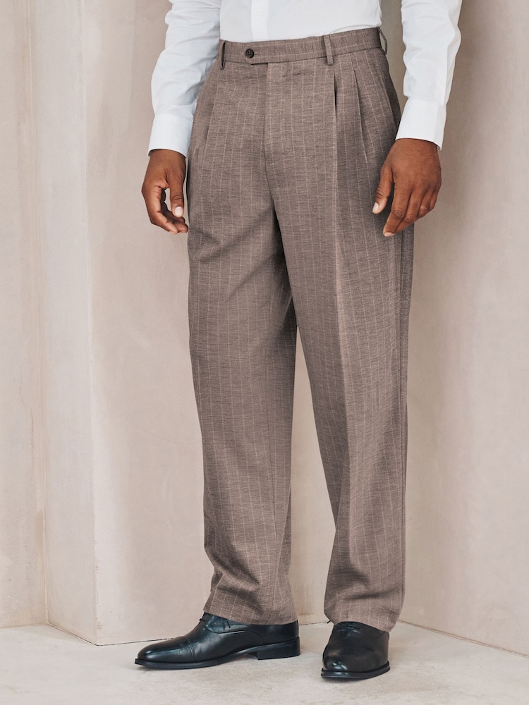 Brown Loose Fit Striped Trousers - Image 1 of 4