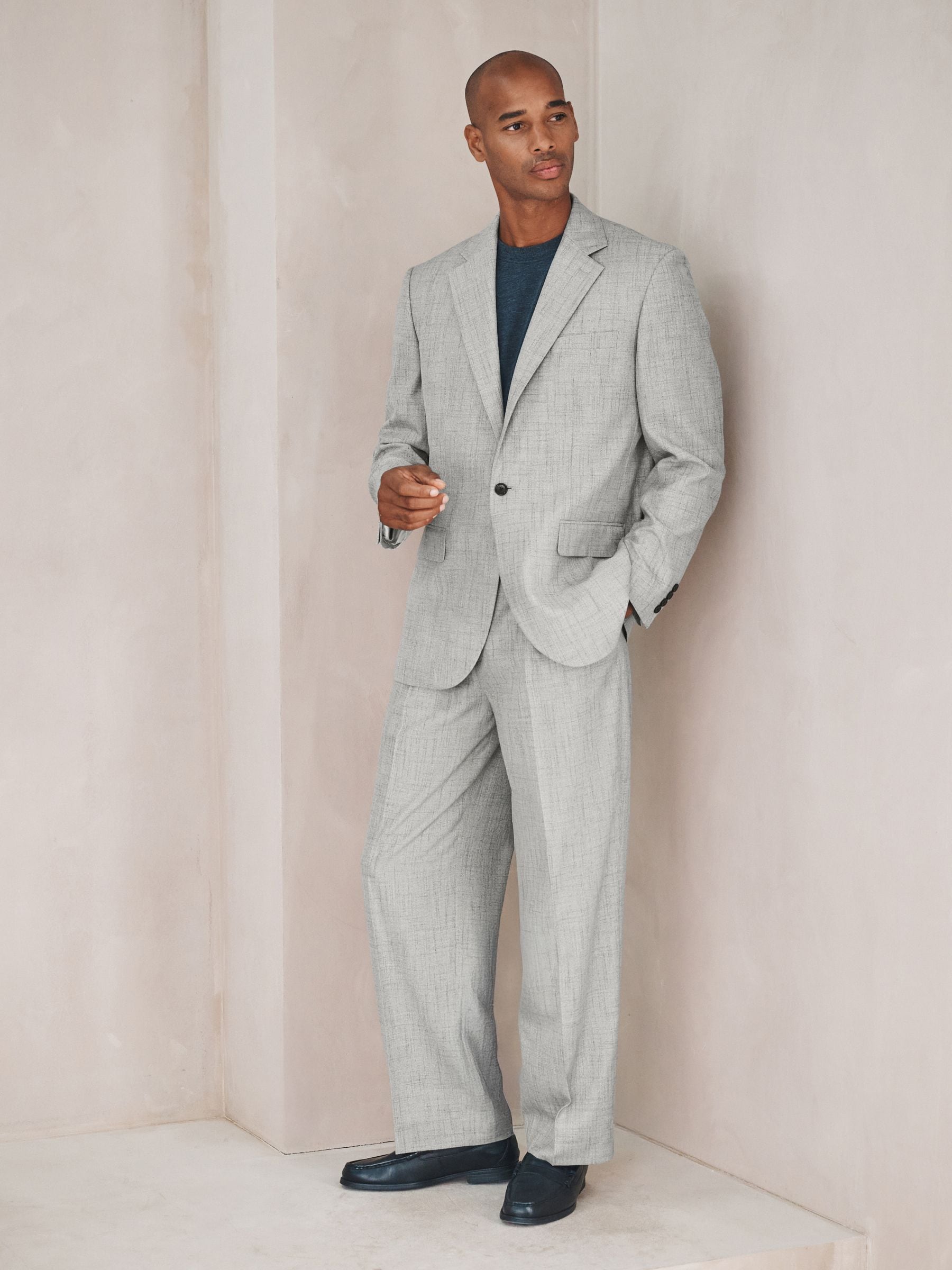 Buy Grey Loose Fit Textured Suit Jacket from Next USA