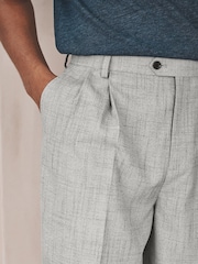 Grey Loose Fit Textured Suit Trousers - Image 4 of 9