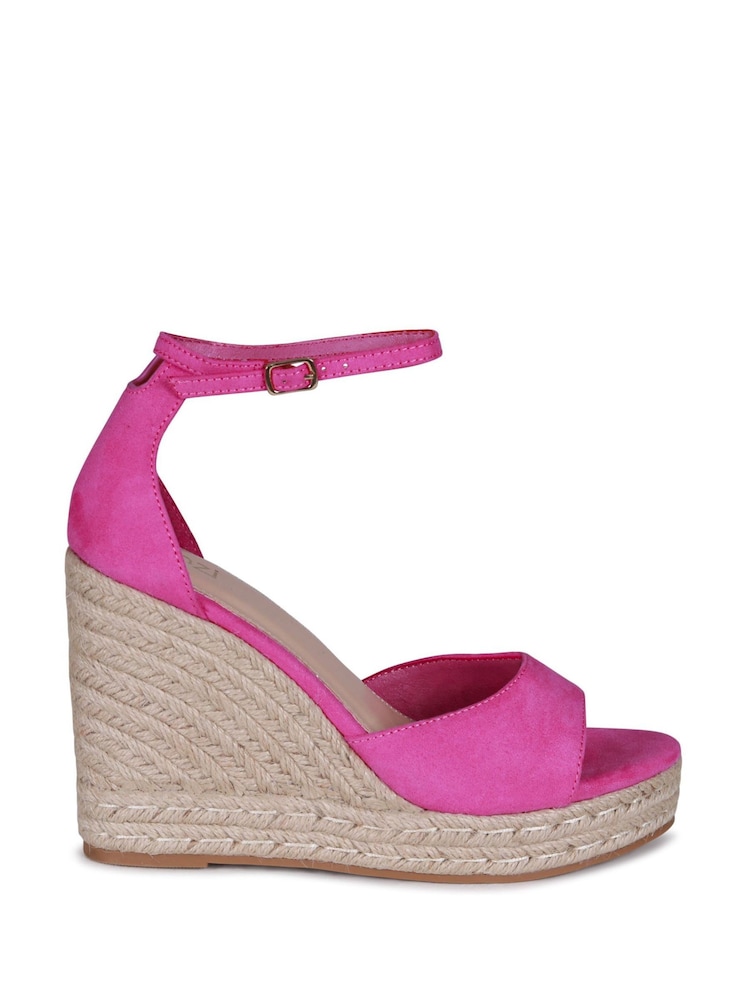 Linzi Pink Gracio Rope Platform Espadrille Wedges With Wrap Around Ankle sandals - Image 2 of 4