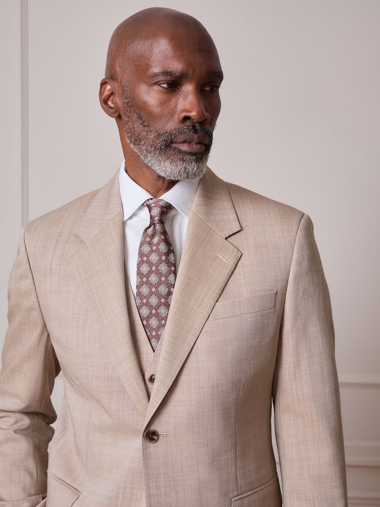 Neutral Slim Fit Signature Nova Fides 100% Italian Wool Suit Jacket - Image 1 of 6