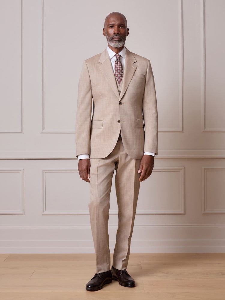 Neutral Slim Fit Signature Nova Fides 100% Italian Wool Suit Jacket - Image 2 of 6