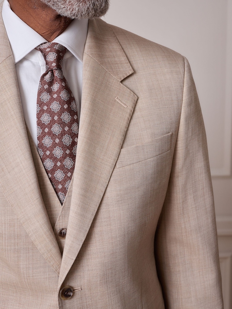 Neutral Slim Fit Signature Nova Fides 100% Italian Wool Suit Jacket - Image 6 of 6