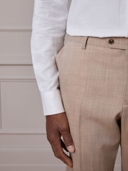 لون محايد - تلبيس ضيق - بنطلون بدلة تلبيس رشيق من صوف إيطالي 100% تشكيلة Signature Nova Fides - صورة 4 من 5