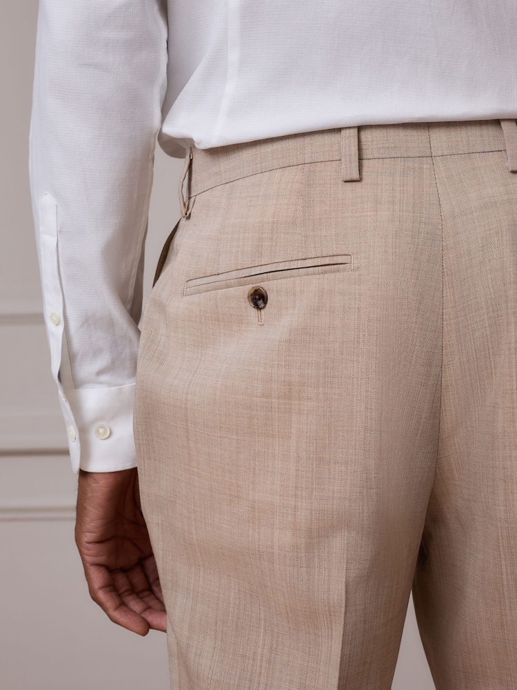 لون محايد - تلبيس ضيق - بنطلون بدلة تلبيس رشيق من صوف إيطالي 100% تشكيلة Signature Nova Fides - صورة 5 من 5