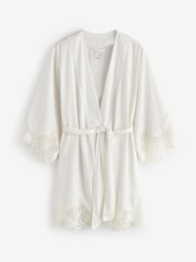 B by Ted Baker Ecru Satin Lace Bridal Robe - 圖片 7/10