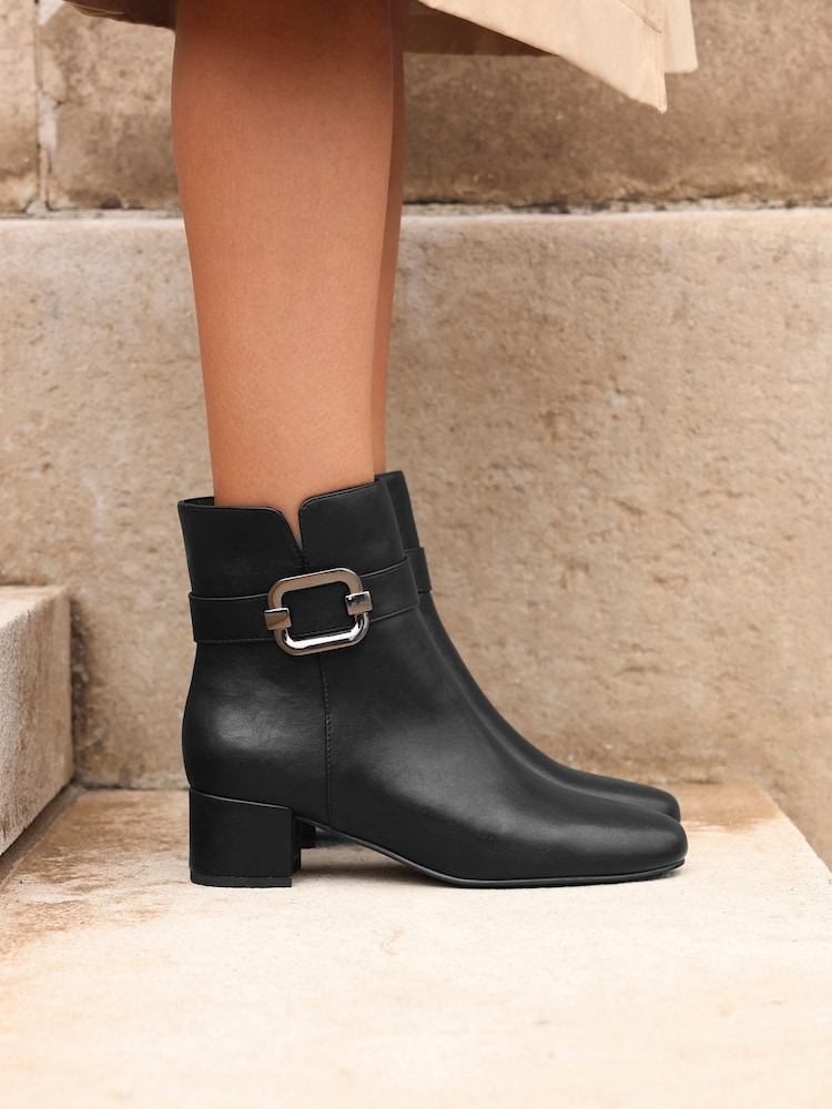 Linzi Black Daphne Block Heel Ankle Boots With Buckle Detail - Image 1 of 5 Linzi Black Daphne Block Heel Ankle Boots With Buckle Detail - Image 1 of 5