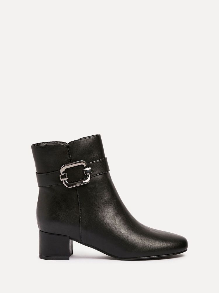 Linzi Black Daphne Block Heel Ankle Boots With Buckle Detail - Image 2 of 5 Linzi Black Daphne Block Heel Ankle Boots With Buckle Detail - Image 2 of 5