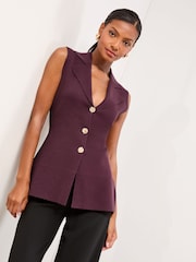 Lipsy Collared V-Neck Sleeveless Knit Waistcoat - Bild 1 von 4