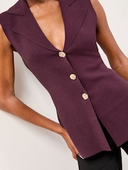 Lipsy Collared V-Neck Sleeveless Knit Waistcoat - Bild 2 von 4