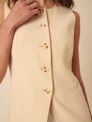 Nobodys Child Cream Long Line Crew Waistcoat - Image 5 of 5