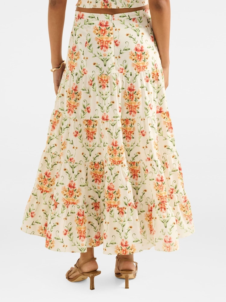 Forever New Cream Tilly Tiered Midi Skirt - Image 2 of 5