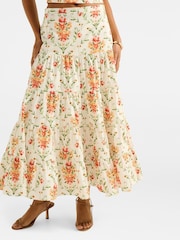 Forever New Cream Tilly Tiered Midi Skirt - Image 3 of 5