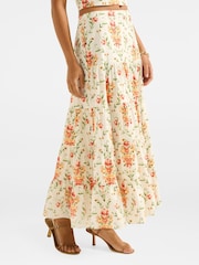 Forever New Cream Tilly Tiered Midi Skirt - Image 4 of 5