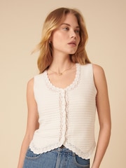 Nobodys Child White Crochet Knitted Waistcoat - Image 1 of 4