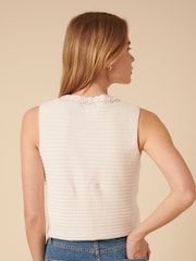 Nobodys Child White Crochet Knitted Waistcoat - Image 2 of 4